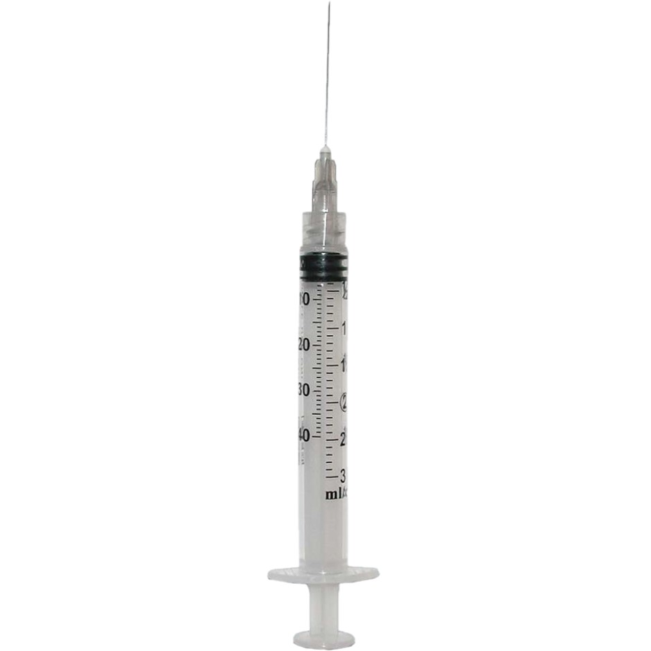 Syringe 3cc with Hypodermic Needle ExelInt® 3 mL .. .  .  
